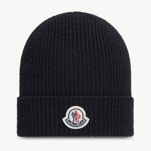 Moncler Dark Knit Beanie with Logo